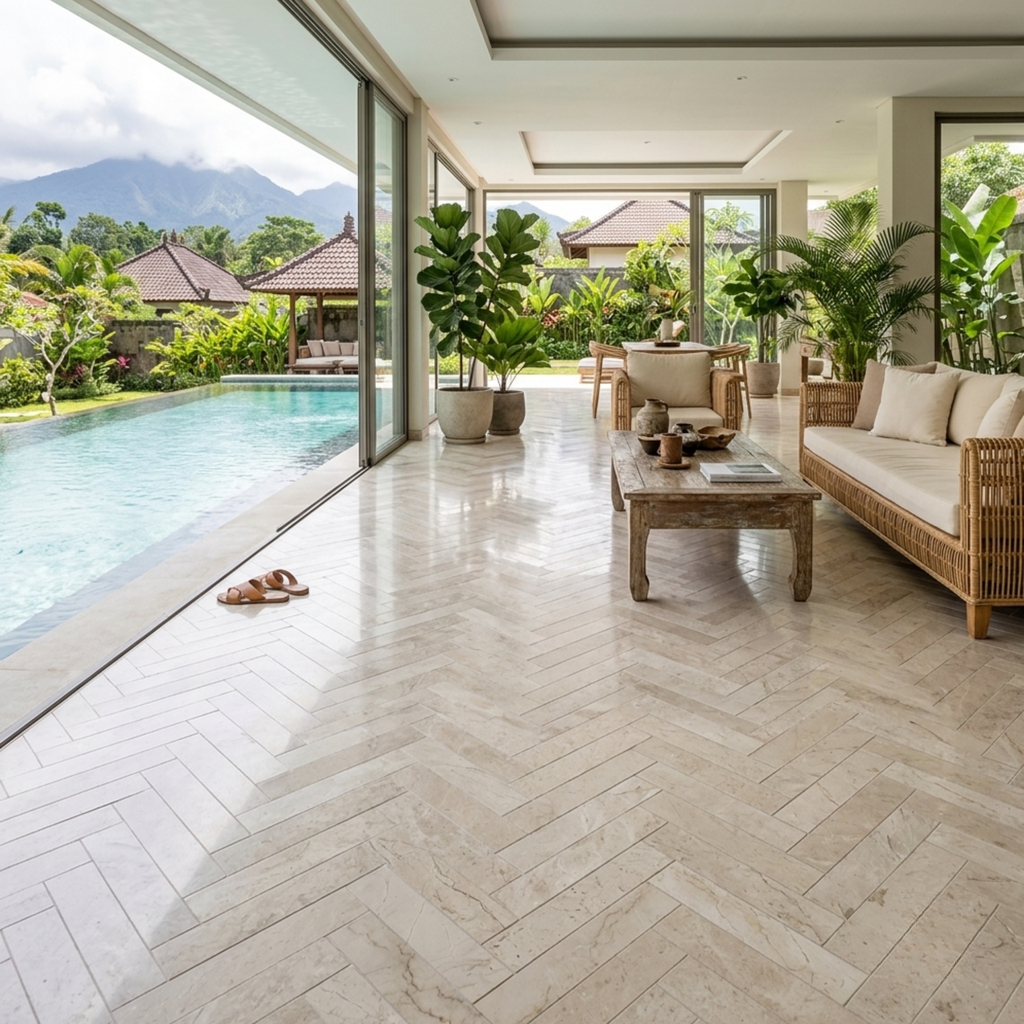 Herringbone Marble Cream